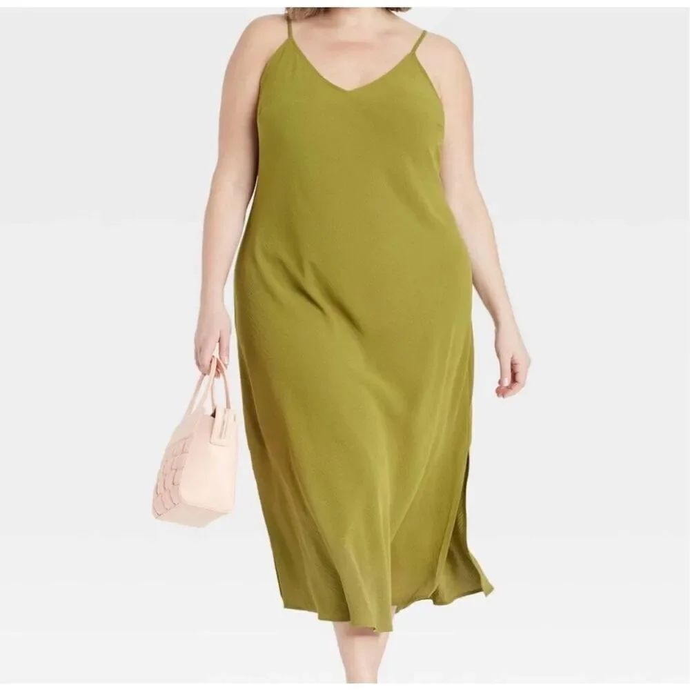 ✨A New Day Olive Green Cami Slip Sz Medium Dress✨